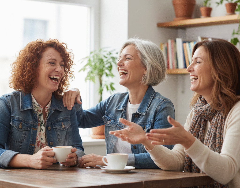 2-3 women happy in midlife